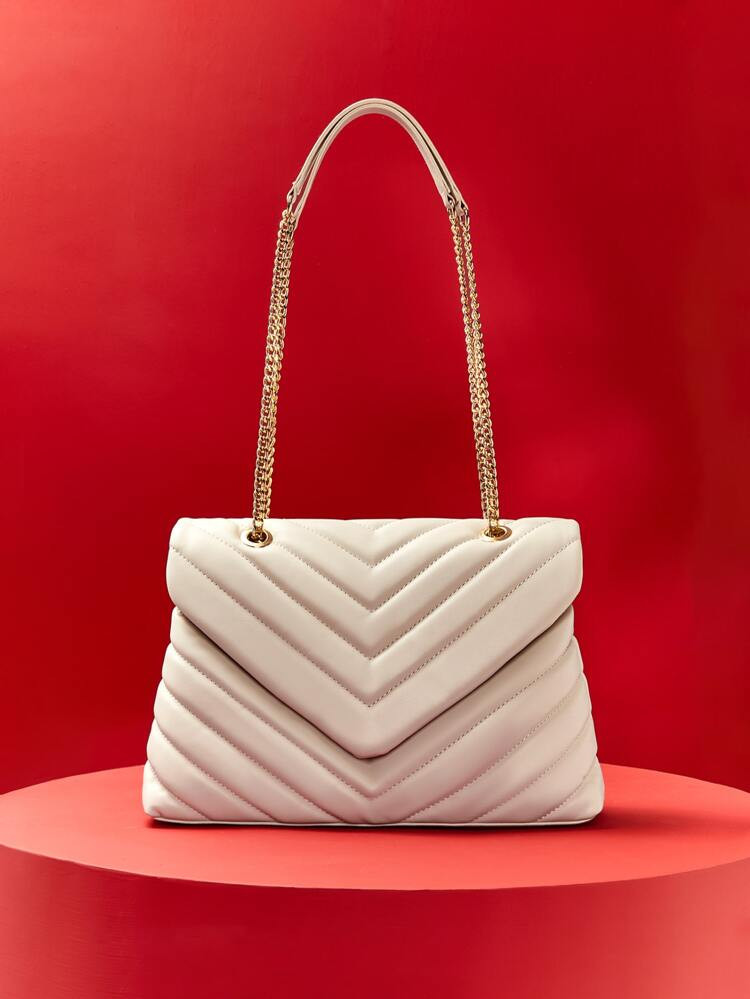 SHEIN BIZwear Chevron Flap Shoulder Bag | SHEIN