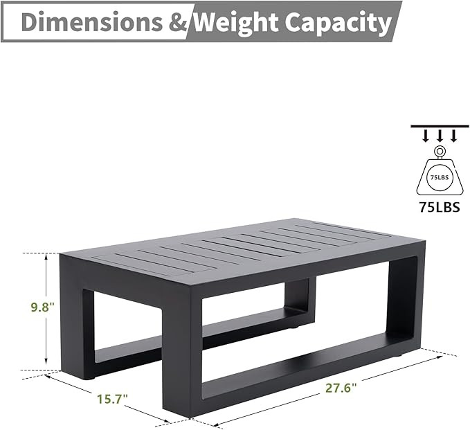 Patio Side Table Aluminum Outdoor End Tables for Outside Small Rectangle Coffee Table Patio Furni... | Amazon (US)