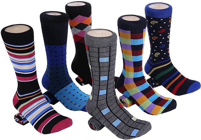 Marino Mens Dress Socks - Fun Colorful Socks for Men - Cotton Funky Socks - 6 Pack | Amazon (US)