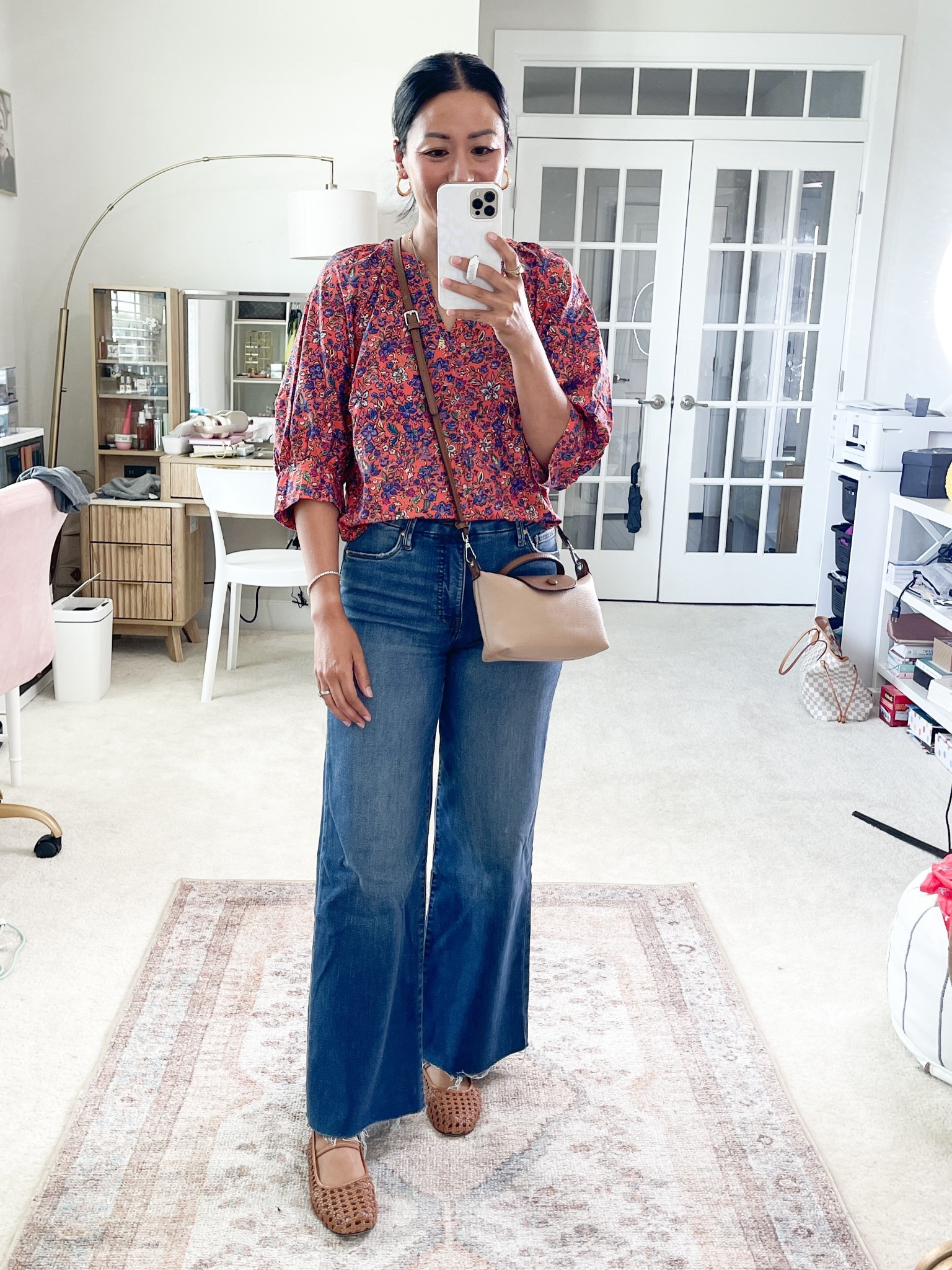 Wearing size extra small in the top and a size 0 in the jeans. I can also wear these jeans in a size 2. It just depends how you want them to fit, but I do recommend sizing down one size.

Greta flats run true to size 

#LTKOver40 #LTKSeasonal #LTKStyleTip
