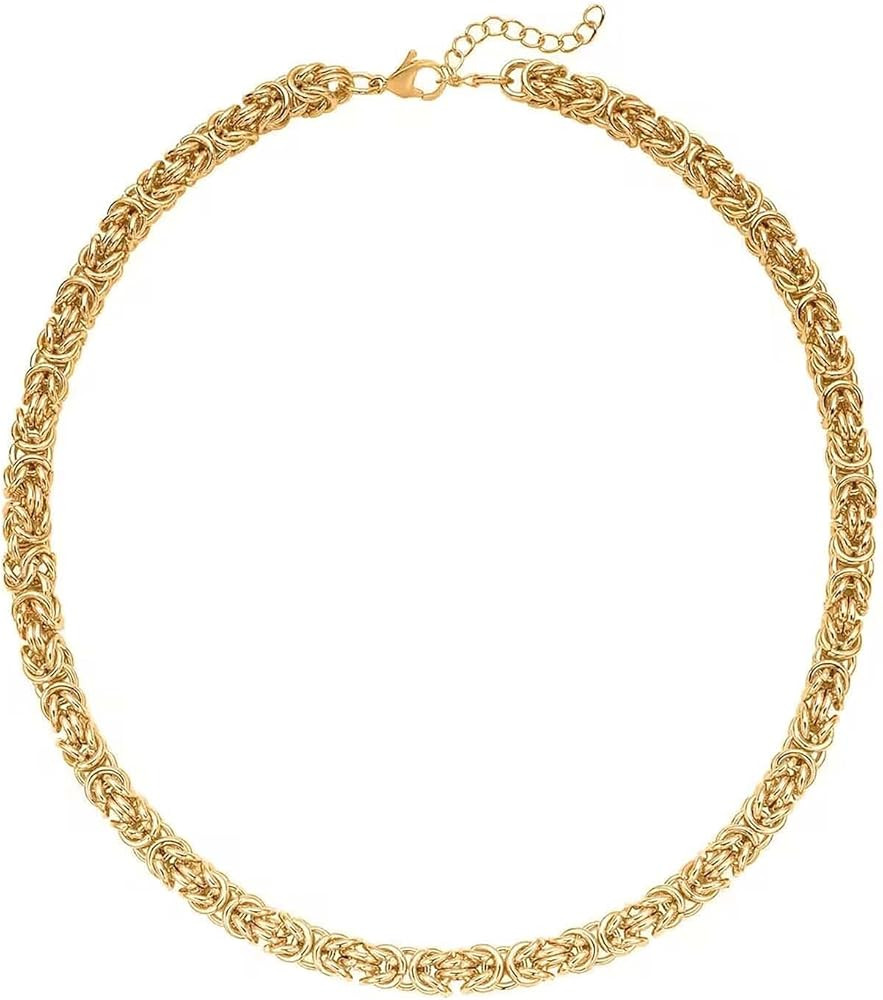 Shop LC Stainless Steel Byzantine Link Chain Necklace for Women Size 20-22" 92.20 Grams Birthday ... | Amazon (US)