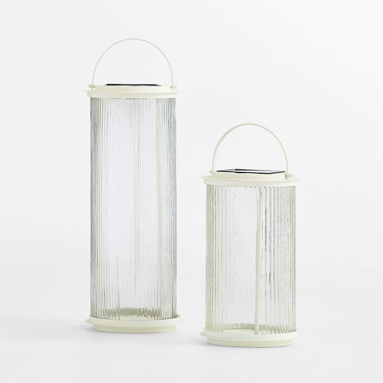 Kimball Large LED White Metal Solar Lantern 22.5" | Crate & Barrel | Crate & Barrel
