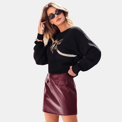 Women's Chic Faux Leather Burgundy Mini Skirt - Cupshe-M-Red | Target