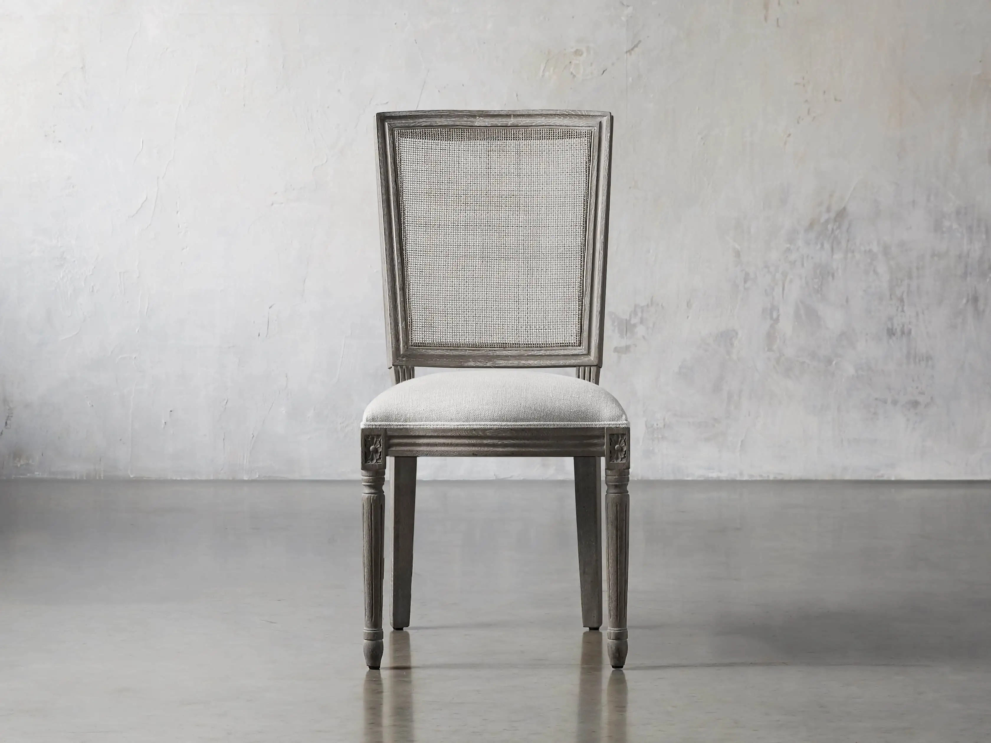 Adele 23"" Cane Back Dining Side Chair in Stone Vintage | Arhaus