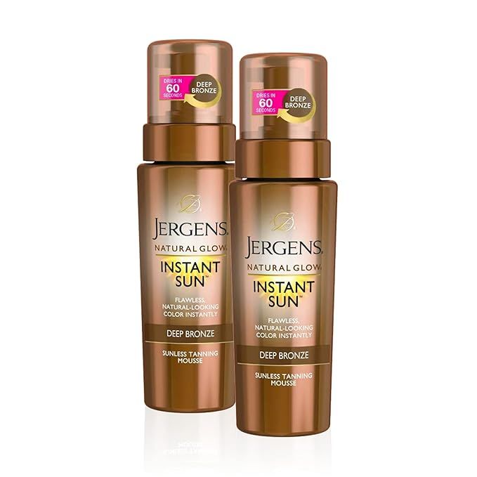 Jergens Natural Glow Instant Self Tanner Mousse, Sunless Deep Bronze Tan, Sunless Self-tanner, fo... | Amazon (US)