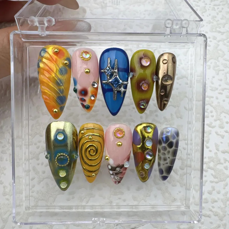 Handmade Gel Press on Nails: Custom Faux Acrylic Nails - Etsy | Etsy (Global)