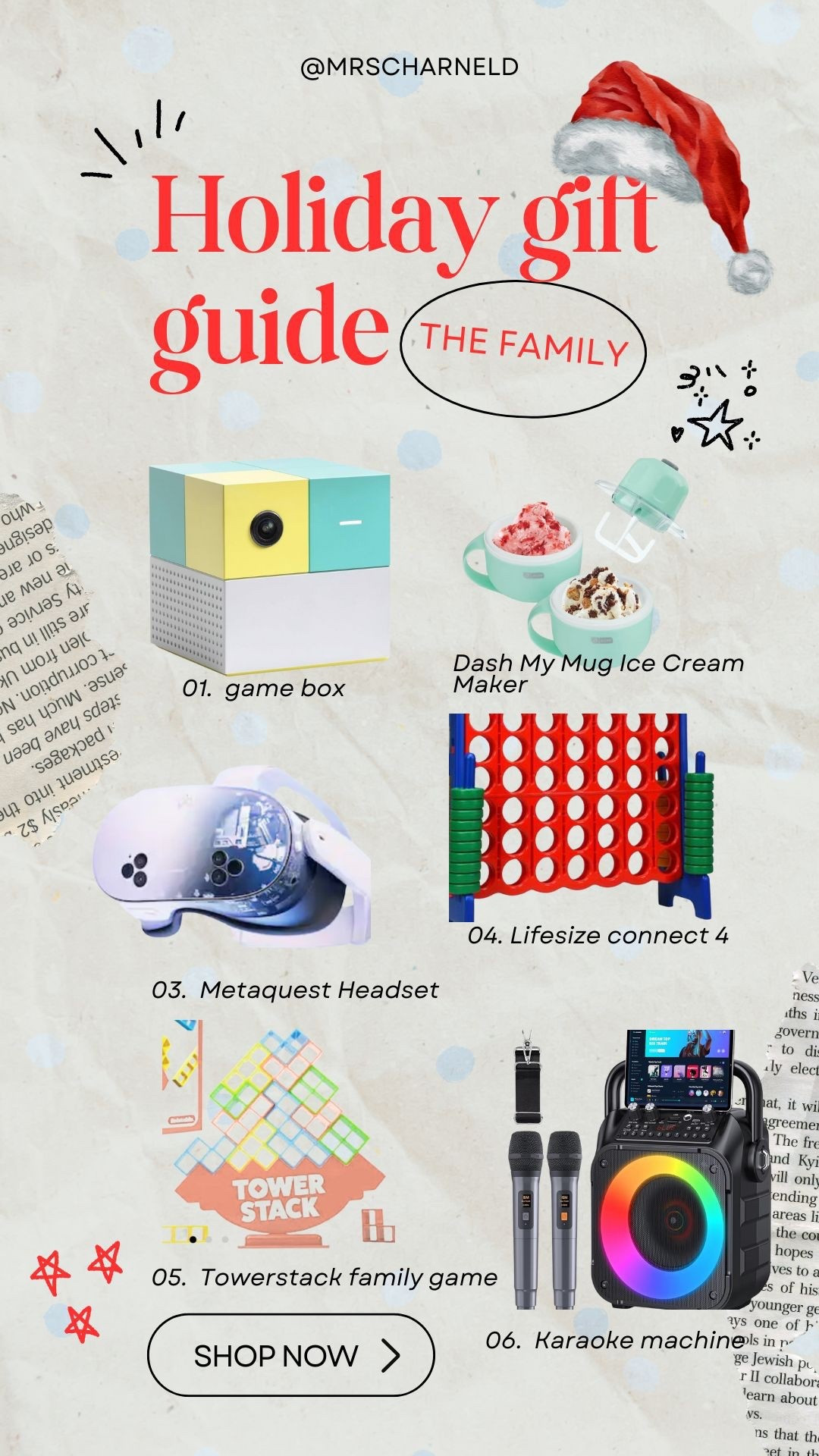 Looking for viral family gifts that everybody will actually use (and fight over 😅)? These are my top must-have holiday presents for families — perfect for game night, movie nights, and fun memories at home!
Swipe + tap to shop 🛍️👇🏽

🎁 Holiday Family Gift Must-Haves
1️⃣ Retro Game Box – portable fun for kids + parents
2️⃣ Dash Mug Ice Cream Maker – late-night treats 👀
3️⃣ MetaQuest VR Headset – immersive gaming + family fun
4️⃣ Life-Size Connect 4 – indoor + backyard competition
5️⃣ Tower Stack Family Game – perfect for game nights
6️⃣ Karaoke Machine – because family concerts count 😂🎤

💡 Perfect for:
✔ Family nights
✔ Kids + teens
✔ Entertainment lovers
✔ Gifts under $100 (some even under $30!)

👇🏽 Tap to shop your favorites before they sell out.
@mrscharneld | Family Gift Guide 2025

🛒 #FamilyGiftGuide #HolidayGifts2025 #LTKHoliday #GiftGuideForFamilies #FamilyGameNight #KidsGifts2025 #VRHeadset #KaraokeMachineForKids #DashIceCreamMaker #LifeSizeConnect4 #HomeGameNight #TrendingGifts #ViralGiftIdeas #HolidayShopping #MomContentCreator #HoustonMoms #BlackFamilyCreators