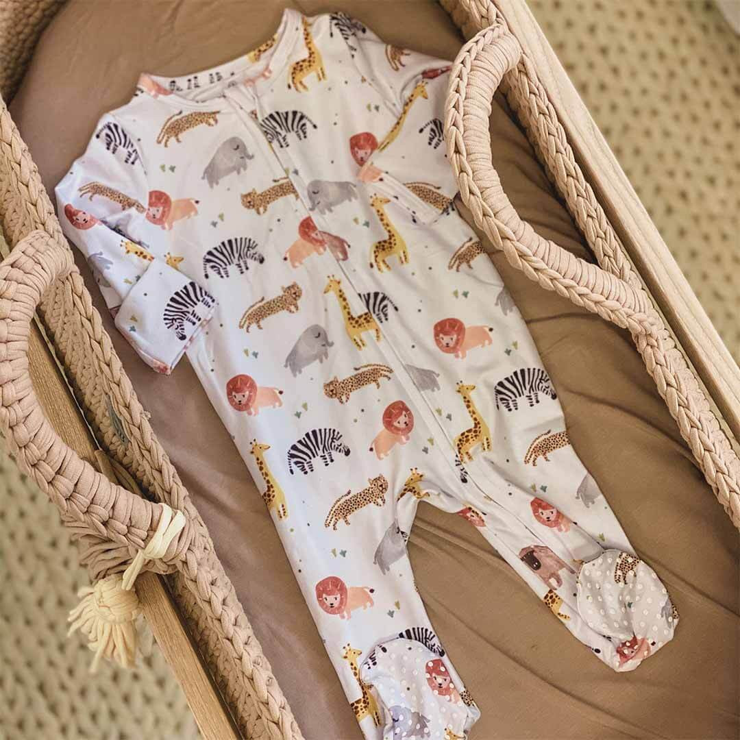 Safari Party Zipper Footie | Caden Lane