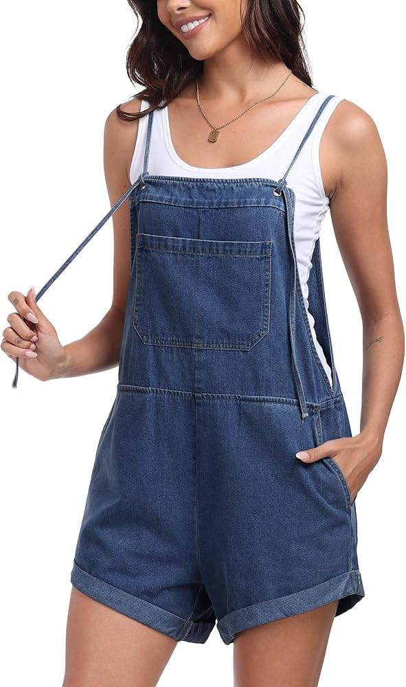 T1FE 1SFE Overall Shorts For Women Denim Jean Romper Spaghetti Straps Casual Cotton Overalls Fash... | Amazon (US)
