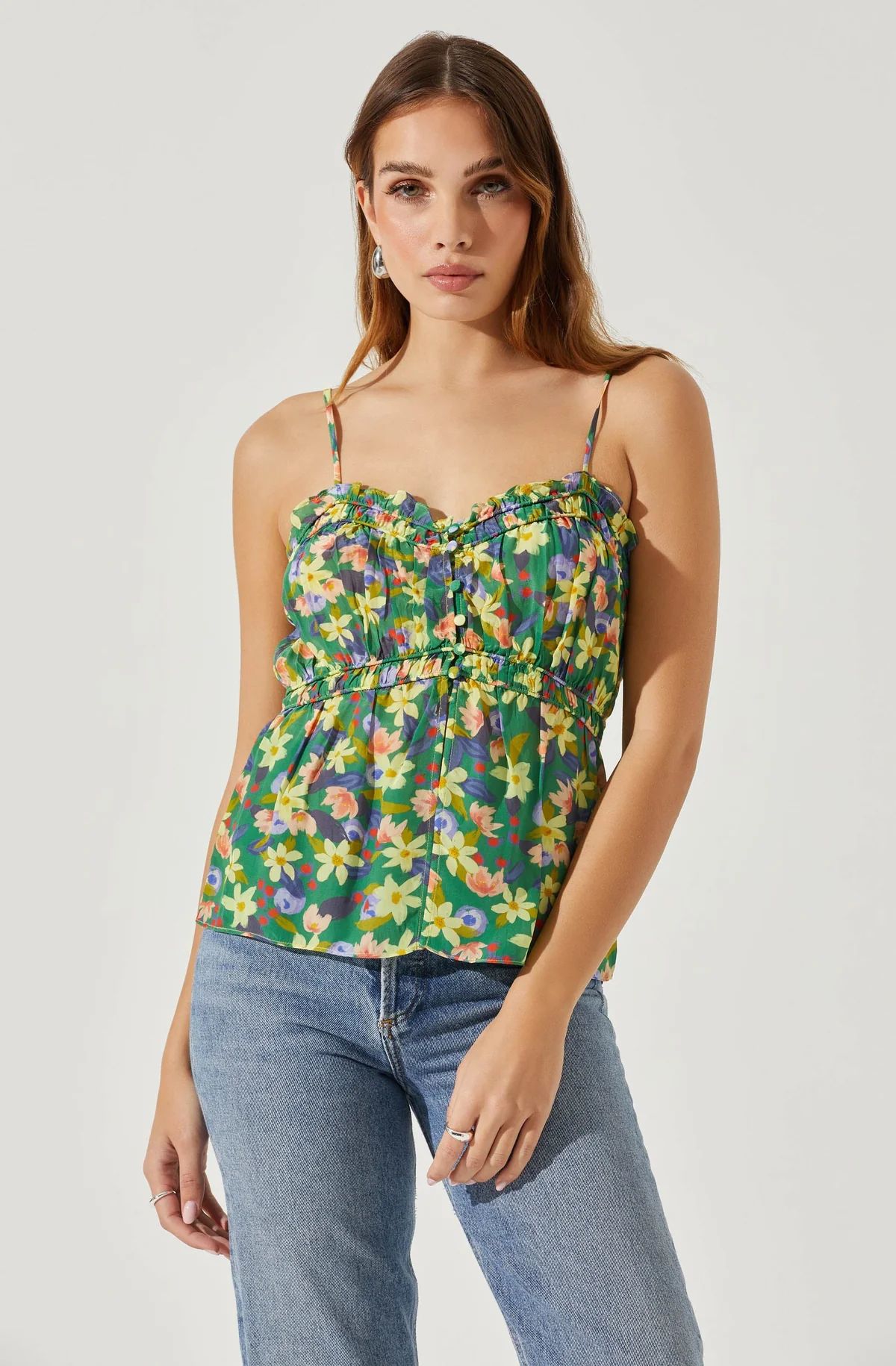 Ruched Babydoll Floral Cami | ASTR The Label (US)