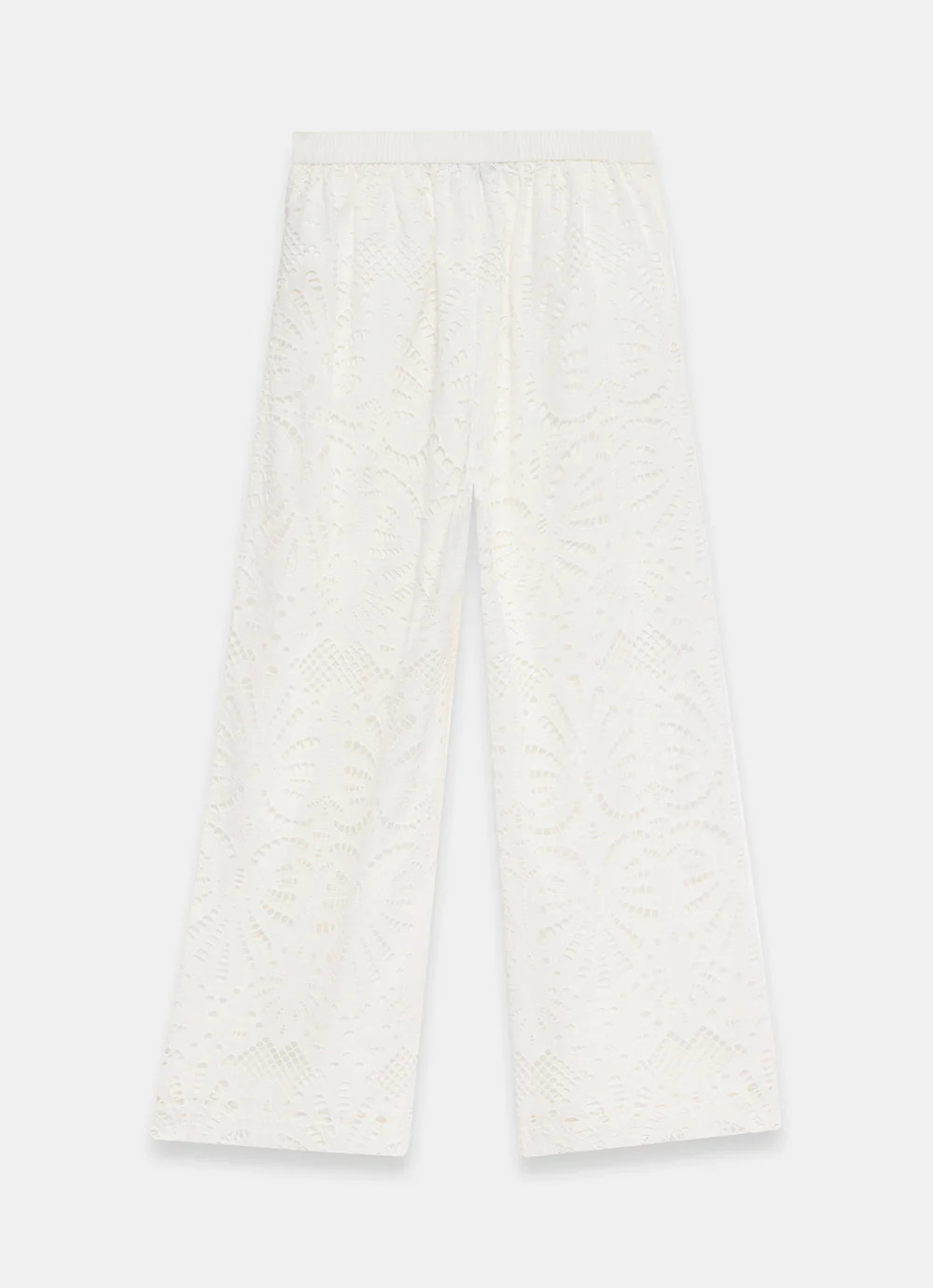 White Broderie Wide Trousers | Mint Velvet