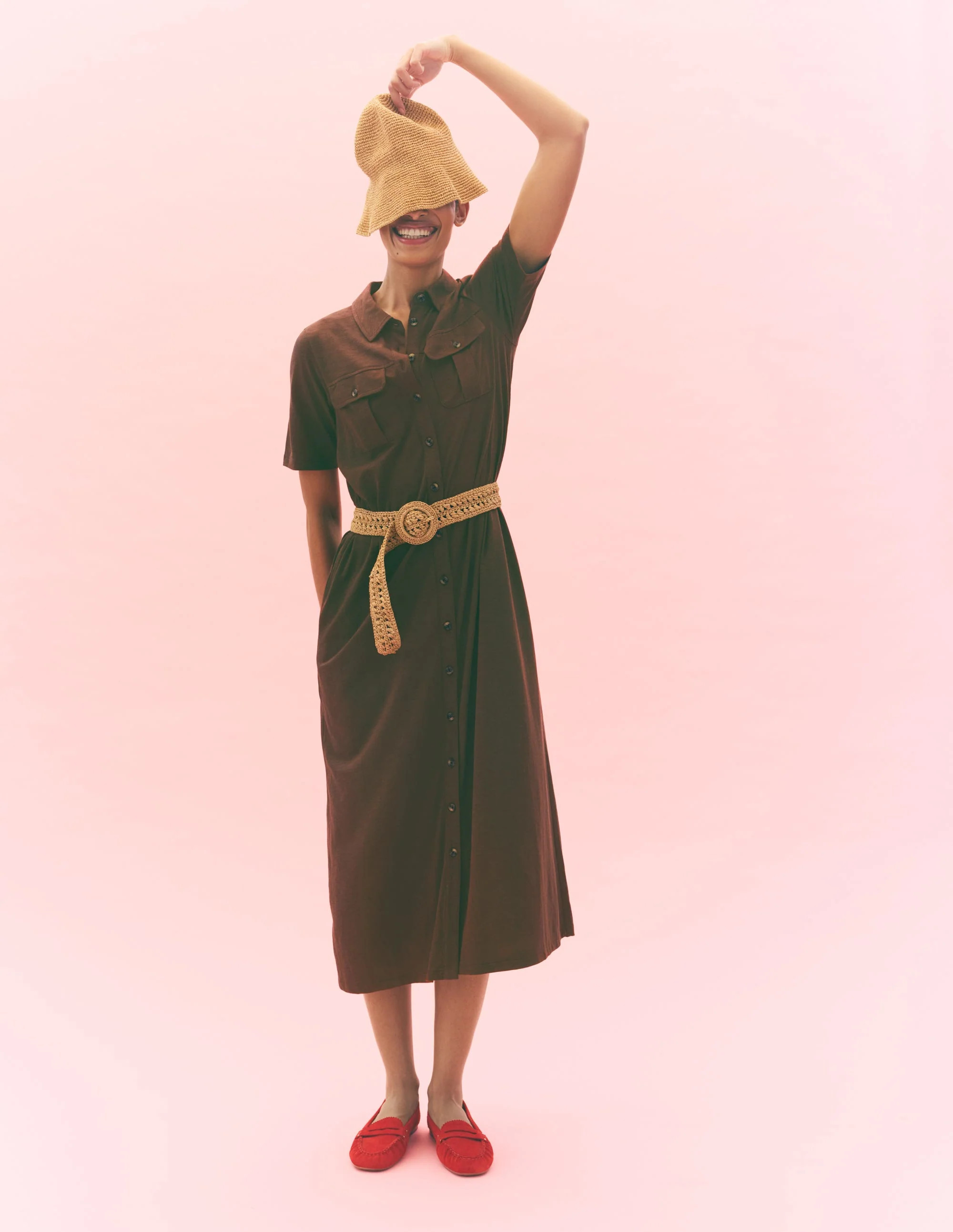 Mavis Midi Jersey Shirt Dress-Bitter Chocolate | Boden (US)