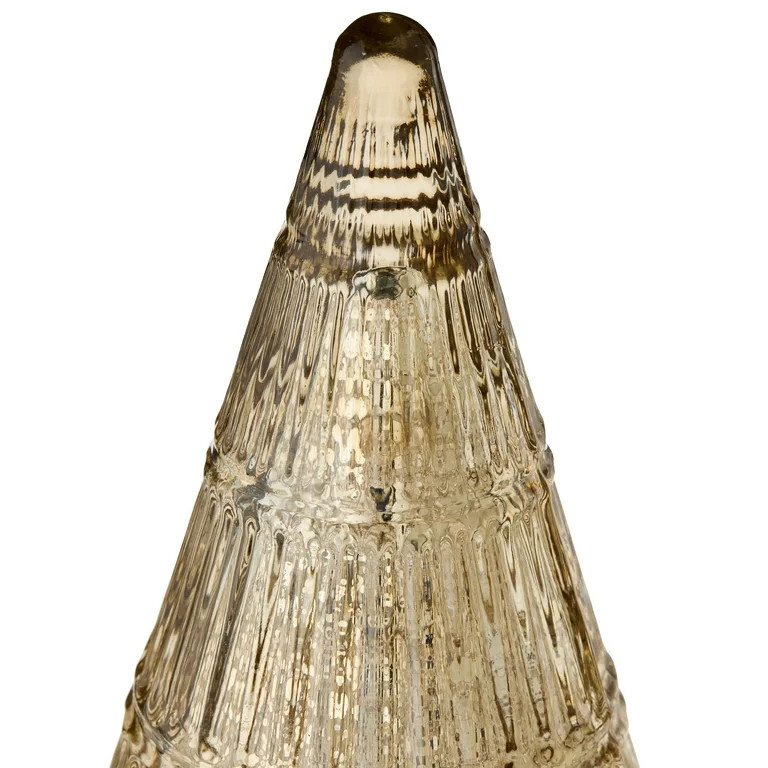 Decoración de Mesa de Árbol de Navidad Acanalado de Vidrio, Dorado, 7,9", de My Texas House - W... | Walmart (US)