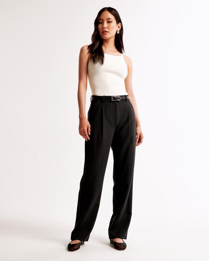 Women's A&F Quinn Tailored Straight Pant | Women's Bottoms | Abercrombie.com | Abercrombie & Fitch (US)
