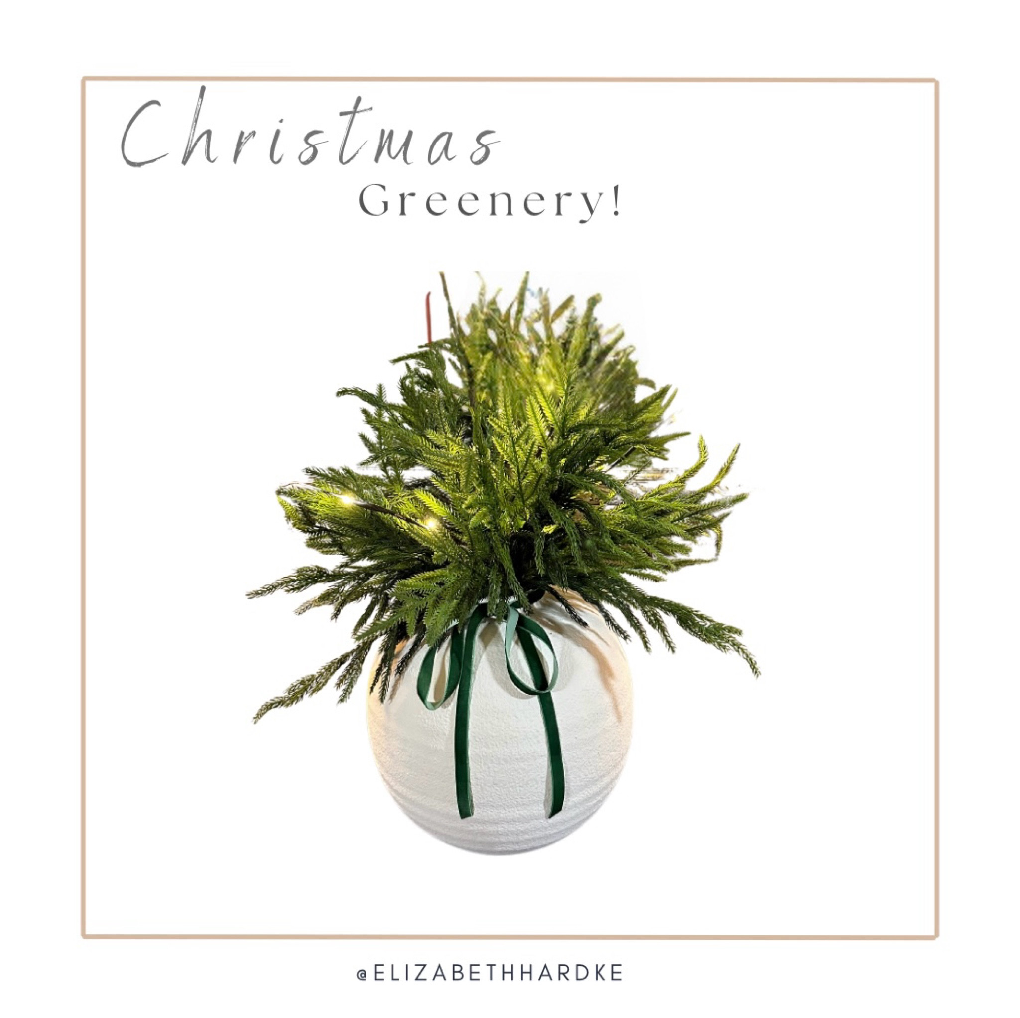 Christmas greenery, artificial line branches, Norfolk pine, flower arrangement, green stems, green velvet ribbon, lighted stems, Christmas centerpiece 

#LTKHome #LTKHoliday #LTKSeasonal