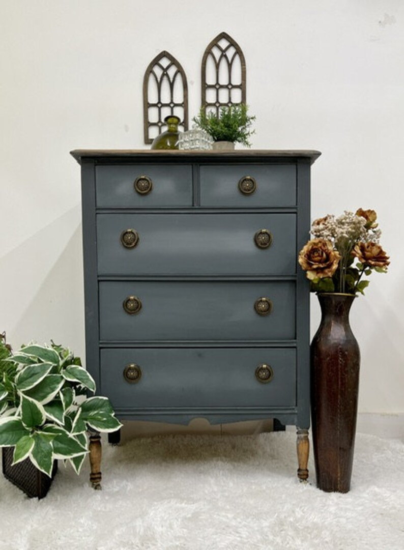 Elegant Vintage Dresser, Hand Painted, Blue Spruce Color. Lots of Storage - Etsy | Etsy (US)