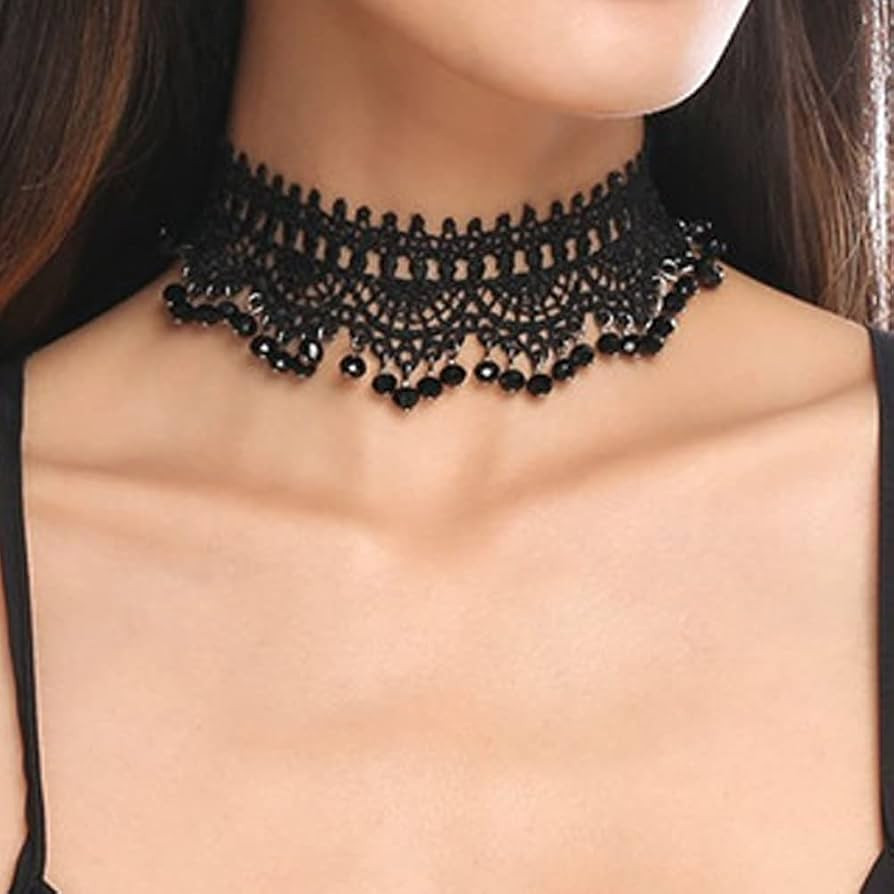 Missgrace Boho Punk Vintage Black Shiny Crystal Beads Choker Necklace for Women Chunky Short Mult... | Amazon (US)