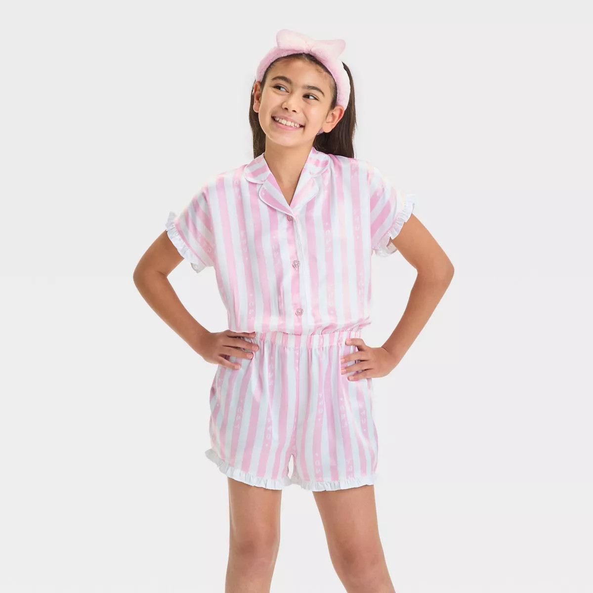 Girls' FAO Schwarz Pajama Set with Headband - Pink | Target
