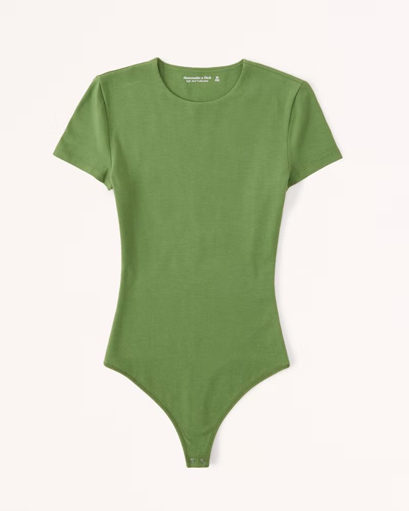 Short-Sleeve Cotton Seamless Fabric Crew Bodysuit | Abercrombie & Fitch (US)