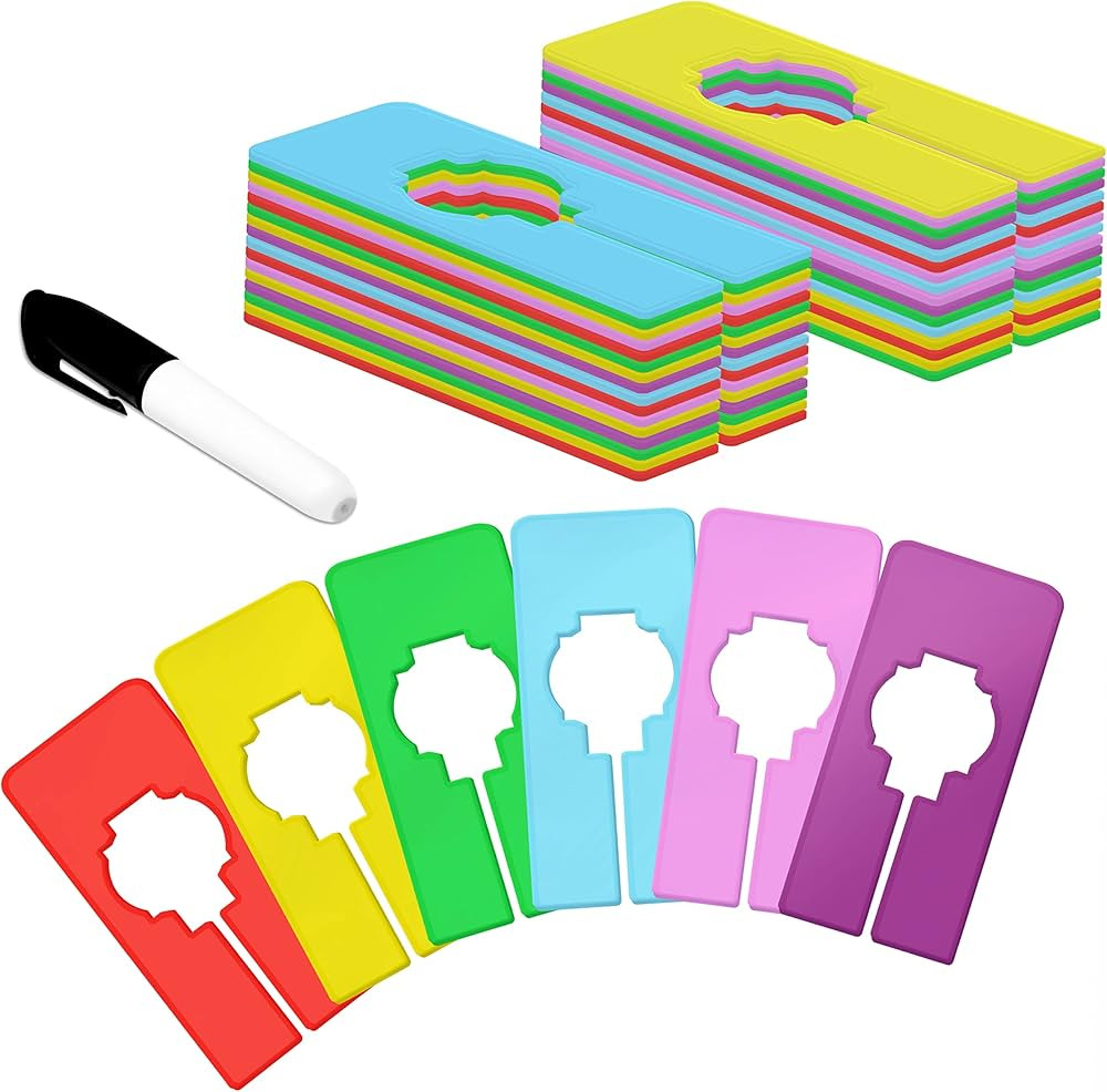 30 PCS Closet Rack Dividers, 6 Colors Rectangular Clothing Hanger Dividers with a Bonus Marker, W... | Amazon (US)