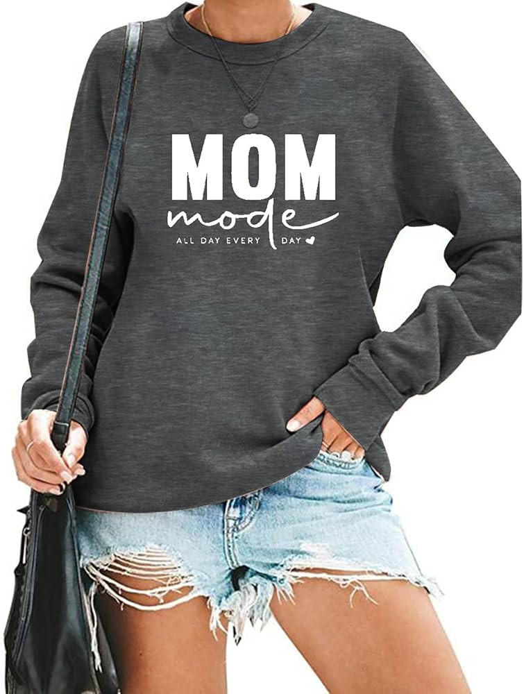 BLANCHES Mama Sweatshirt Women Mom Pullover Lightweight T Shirt Crew Neck Long Sleeve Fall Tops | Amazon (US)