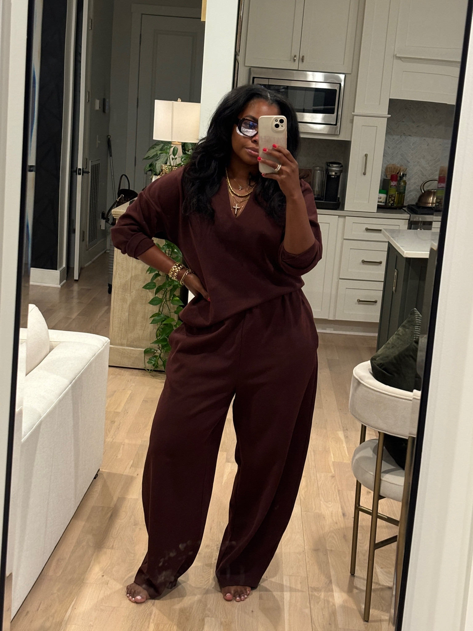 This looks 100x better on than on the hanger. I HAD to go back and get in forest green. Runs oversized. Will also link my eye patches because these are 10/10 my faves  
Top: Small (ordered XS in green)
Bottoms: Large (ordered M in green) 


#LTKStyleTip #LTKFindsUnder50 #LTKMidsize