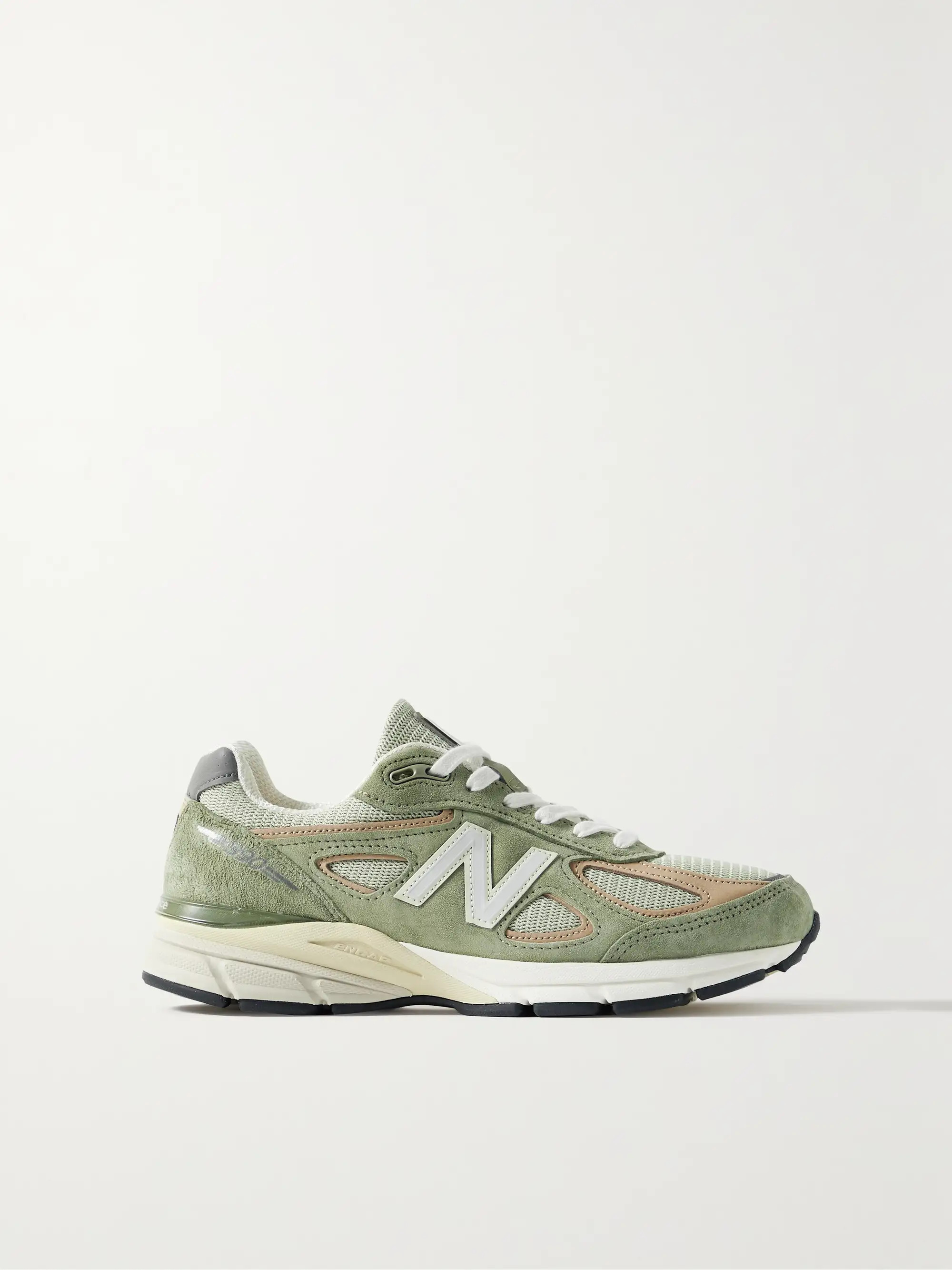 990v4 leather-trimmed suede and mesh sneakers | NET-A-PORTER (US)