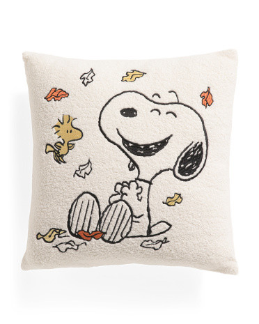 18x18 Sherpa Fall Peanuts Pillow | TJ Maxx