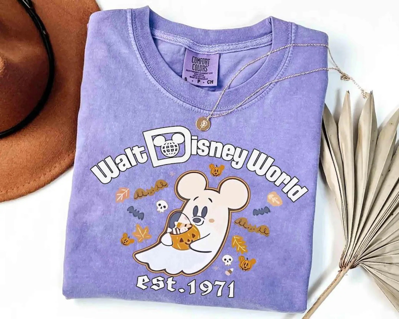 Comfort Colors\u00ae Mickey Mouse Ghost Walt Disney World 1971 Halloween T-shirt, Mickey Boo Too ... | Etsy (Global)