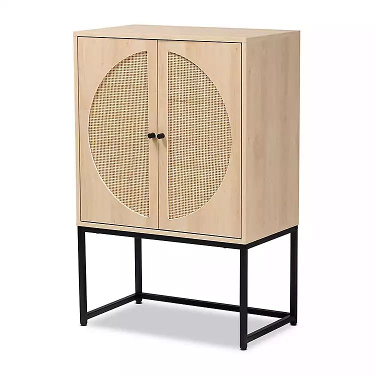 New! Natural Cane and Wood 2-Door Cabinet | Kirkland's Home