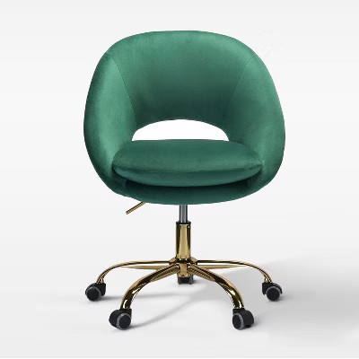 Hector Velvet  Ergonomic Swivel Office Desk Chair with Adjustable Height | Karat Home - Green | Target