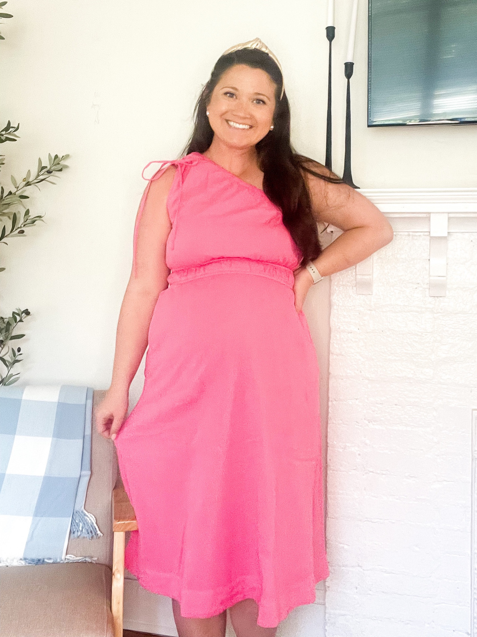 Pink dress. Midi dress. One shoulder dress. Vacation outfit. Vacation dress. Beach outfit. Summer dress. Summer outfit 

#LTKunder50 #LTKstyletip #LTKtravel