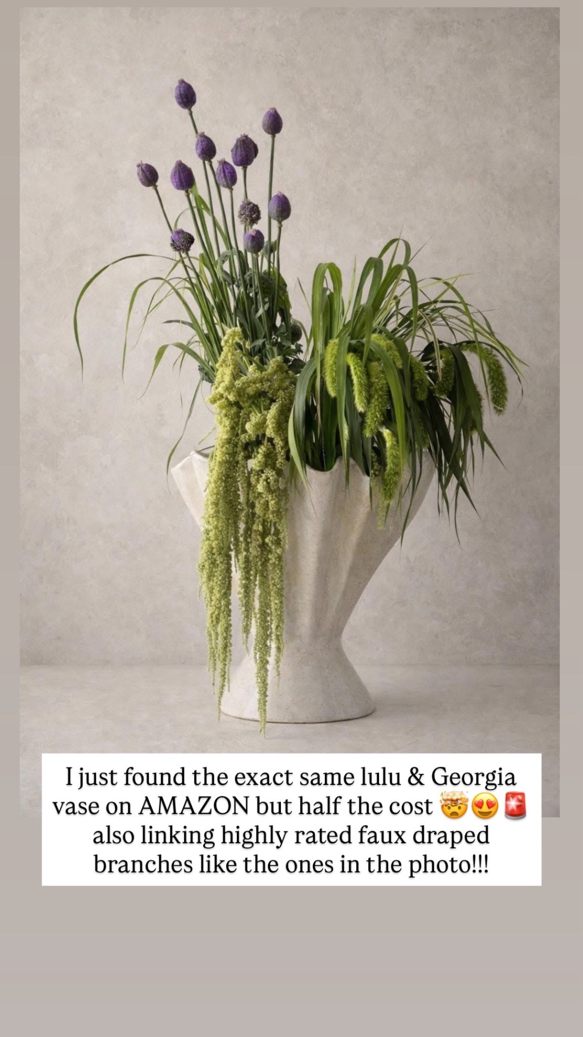 I just found the exact same lulu & Georgia vase on AMAZON but half the cost 🤯😍🚨 also linking highly rated faux draped branches like the ones in the photo!!!

#LTKmorningroutine #LTKselfcare #LTKSpringSale
