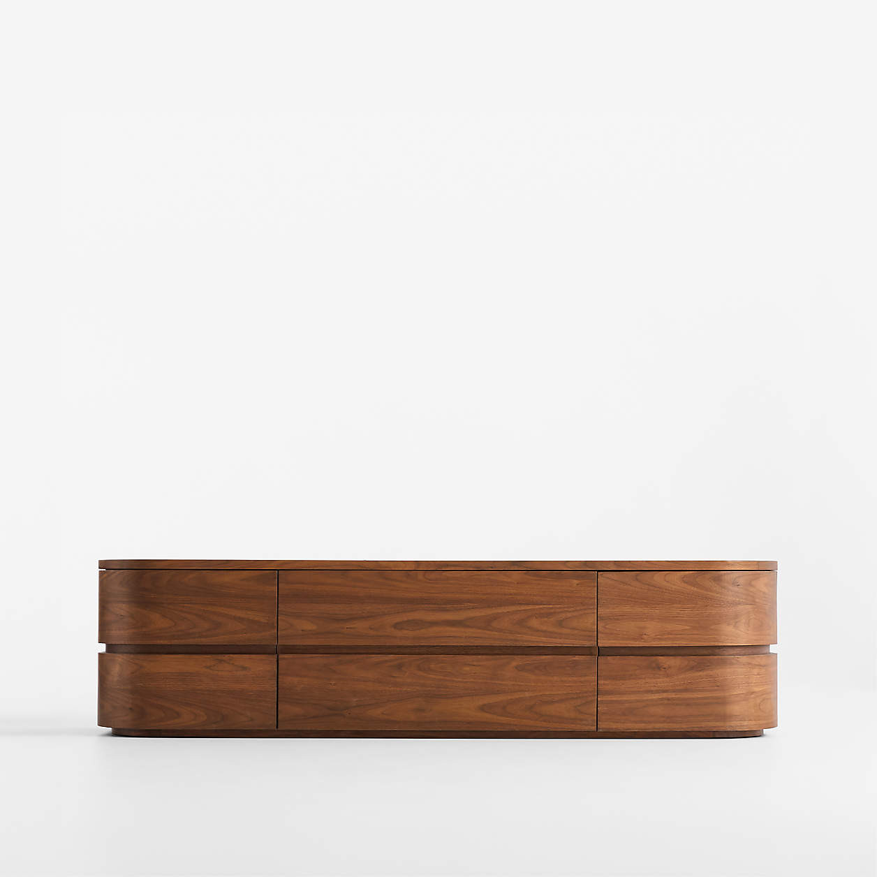 Milano 74" Walnut Storage Media Console | Crate & Barrel | Crate & Barrel