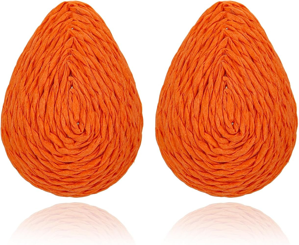 Chunky Raffia Waterdrop Earrings, Colorful Teardrop Stud Earrings Lightweight Trendy Jewelry for ... | Amazon (US)
