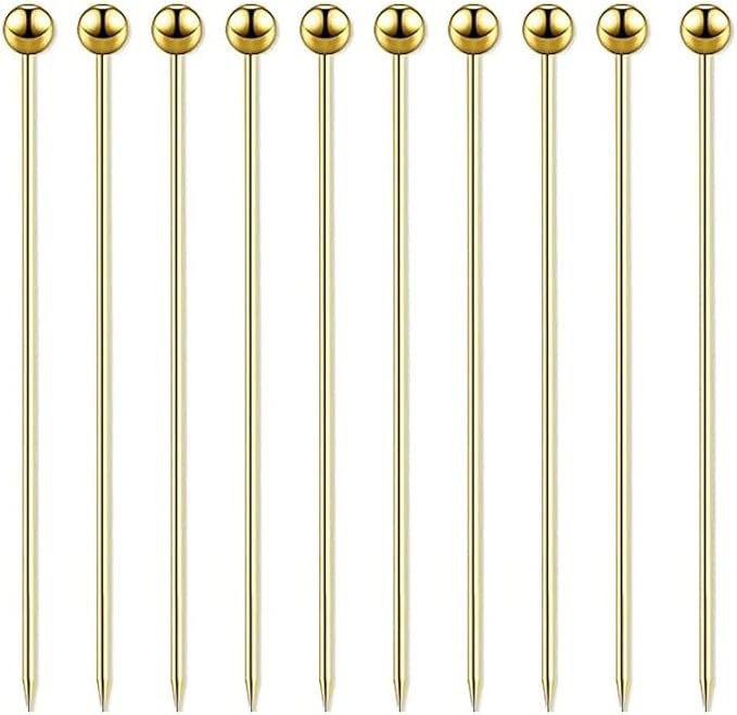 15 Pieces Stainless Steel Cocktail Picks Metal Martini Picks 4.3 inch Gold | Amazon (US)