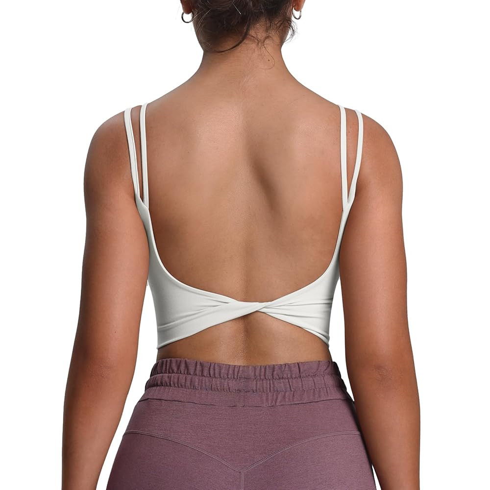 Aoxjox Women's Workout Sports Bras Fitness Yoga Crop Tank Twist Back Cami | Amazon (US)