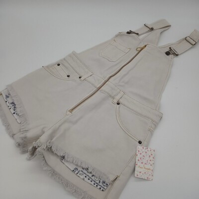 Free People Shortall Womens 2 Sunkissed Denim Cut-Off Overall Off-White 2  | eBay | eBay US