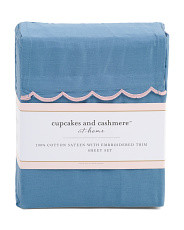 Cotton Sheet Set With Embroidered Hem | Bed & Bath | Marshalls | Marshalls