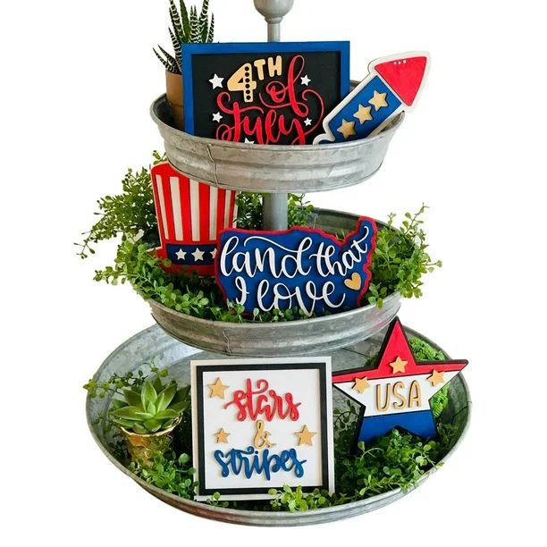 Patriotic Divided Tray Decorations - 10 Piece 4th of July Mini Layered Tray Decorations American ... | Walmart (US)