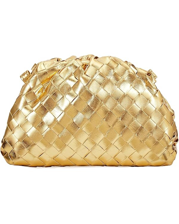 Woven Clutch Purse for Women Fashion Small Square Handbag Vintage Premium Bag PU Leather Handmade... | Amazon (US)