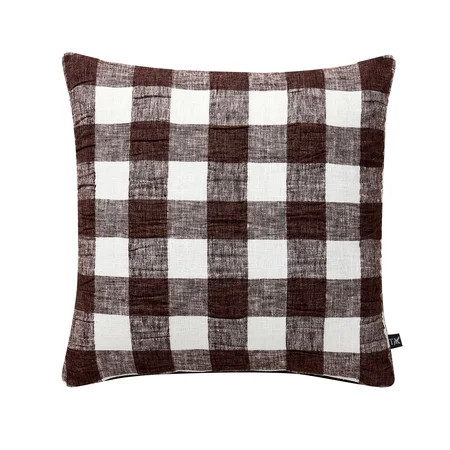 My Texas House 18" x 18" Brown Textured Plaid Decorative Pillow Cover | Walmart (US)