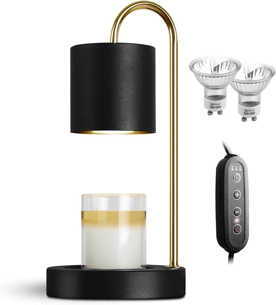 Candle Warmer Lamp with 2 Bulbs, Wax Warmer Lamp with Timer 2H/ 4H/ 8H & Dimmable 4 Brightness, A... | Amazon (US)