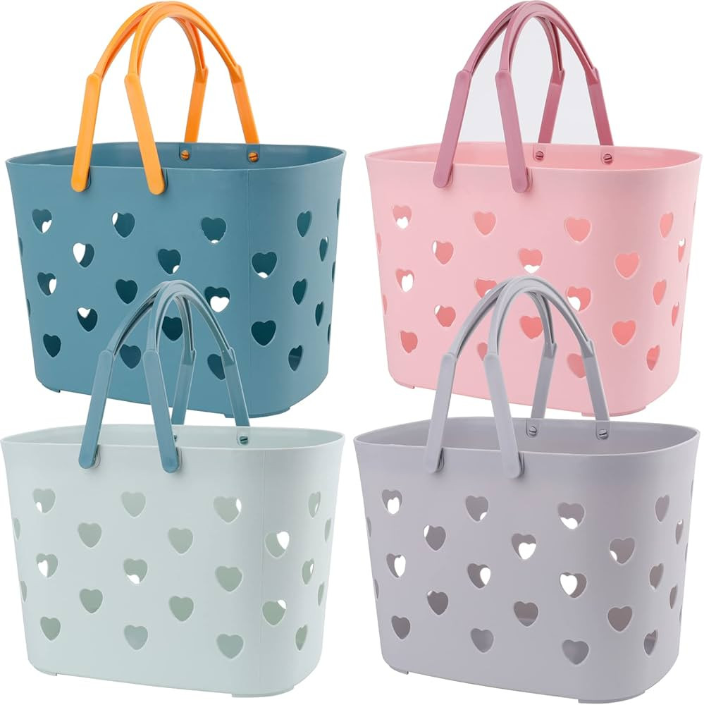 Peohud 4 Pack Portable Shower Caddy Basket, Plastic Storage Basket with Handle, Caddy Organizer B... | Amazon (US)