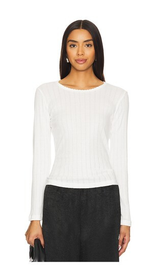 LESET Pointelle Long Sleeve in White. - size S | Revolve Clothing (Global)