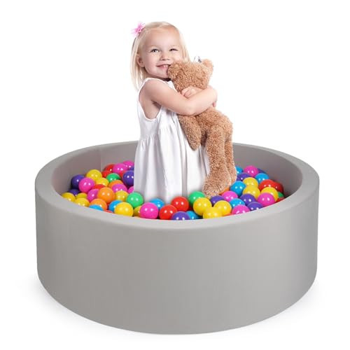 COZYTRAUM Foam Ball Pit, 35"x 12" Ball Pits for Toddlers, Soft Round Kiddie Baby Ball Pool for Kids, Ideal Gift for Babies Indoor Outdoor Game, Balls Not Included (Grey) | Amazon (US)