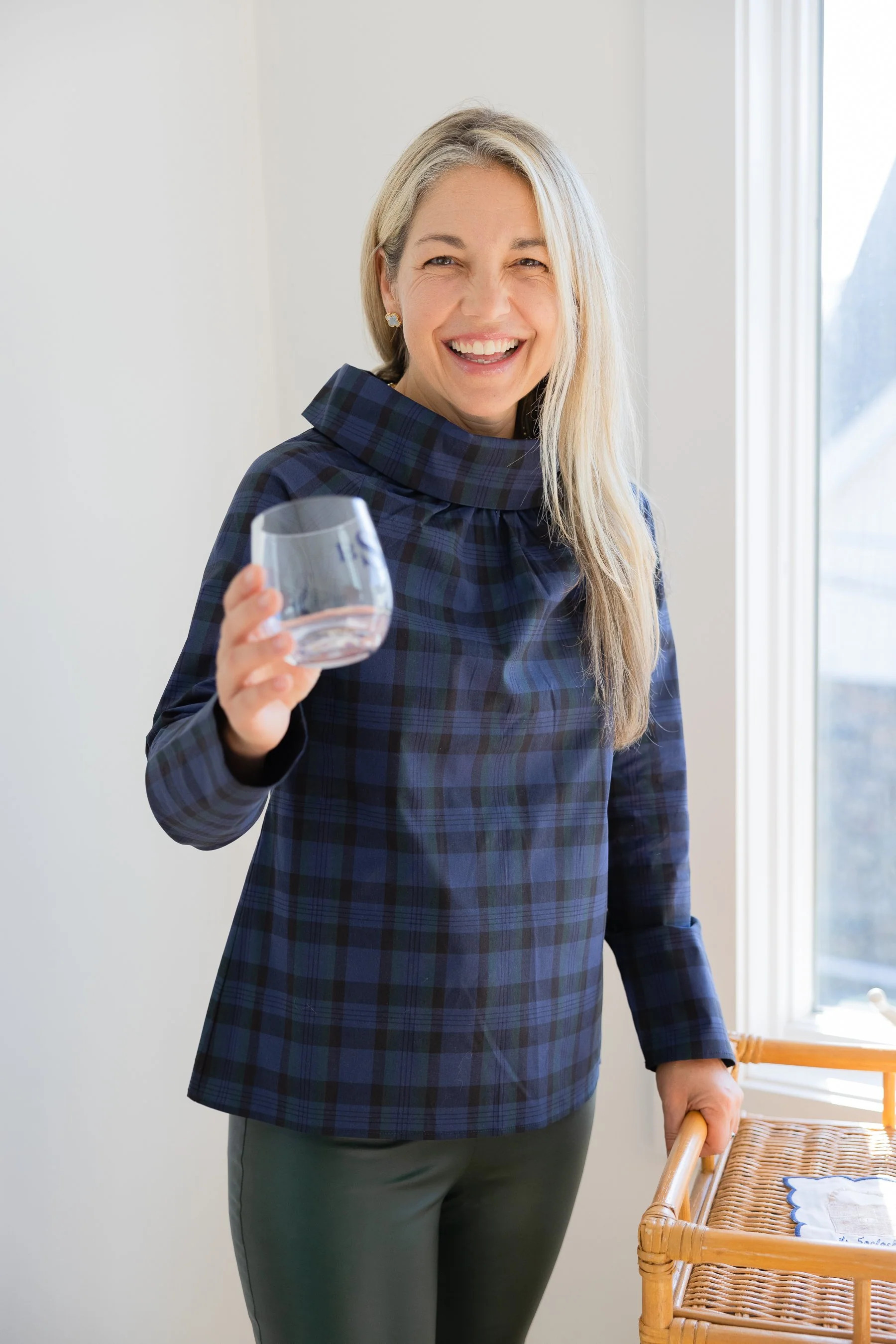 Blackwatch Plaid Long Sleeve Cowl Neck Top | Sail to Sable