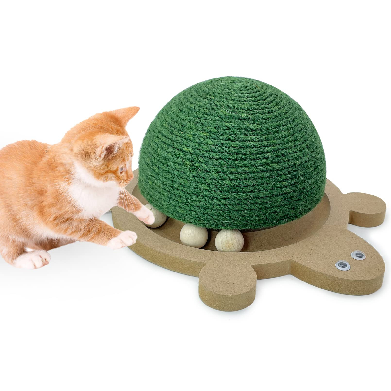 Fhiny Cats Scratching Ball, Natural Sisal Scratching Toy with Roller Track Toys and Wooden Base K... | Amazon (US)