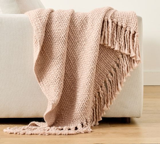 Textured Basketweave Knit Throw | Pottery Barn (US)