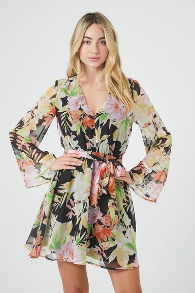 Floral Print Bell-Sleeve Mini Dress | Forever 21 (US)
